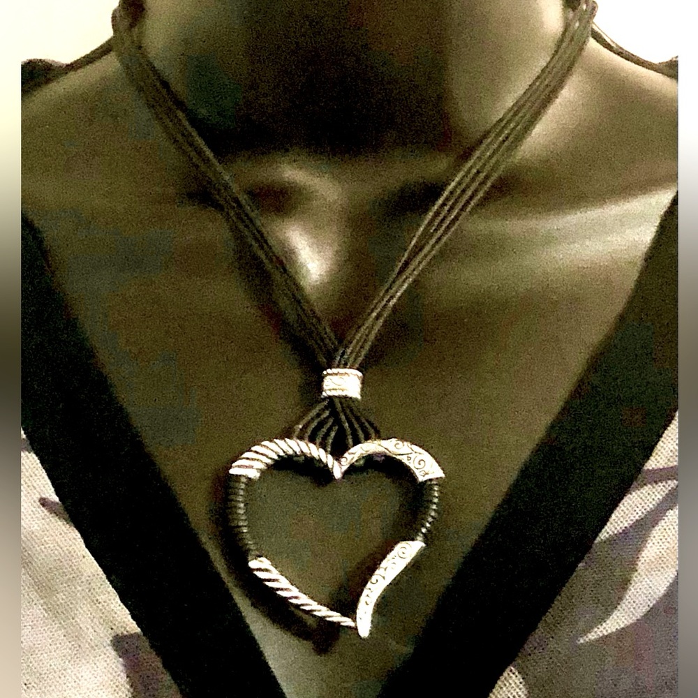Vintage Brighton Heart on leather cord